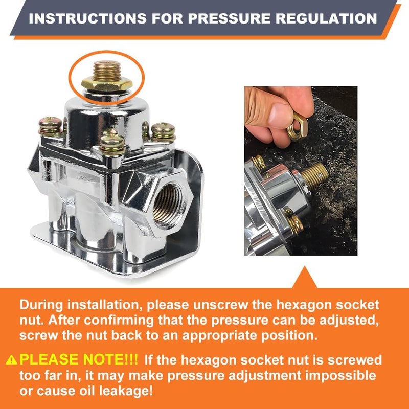 BARTOO Fuel Pressure Regulator Carburetor with Gauge Kit, 1-4 PSI, 3/8in NPT, 12-804, Zinc Alloy - Image 2